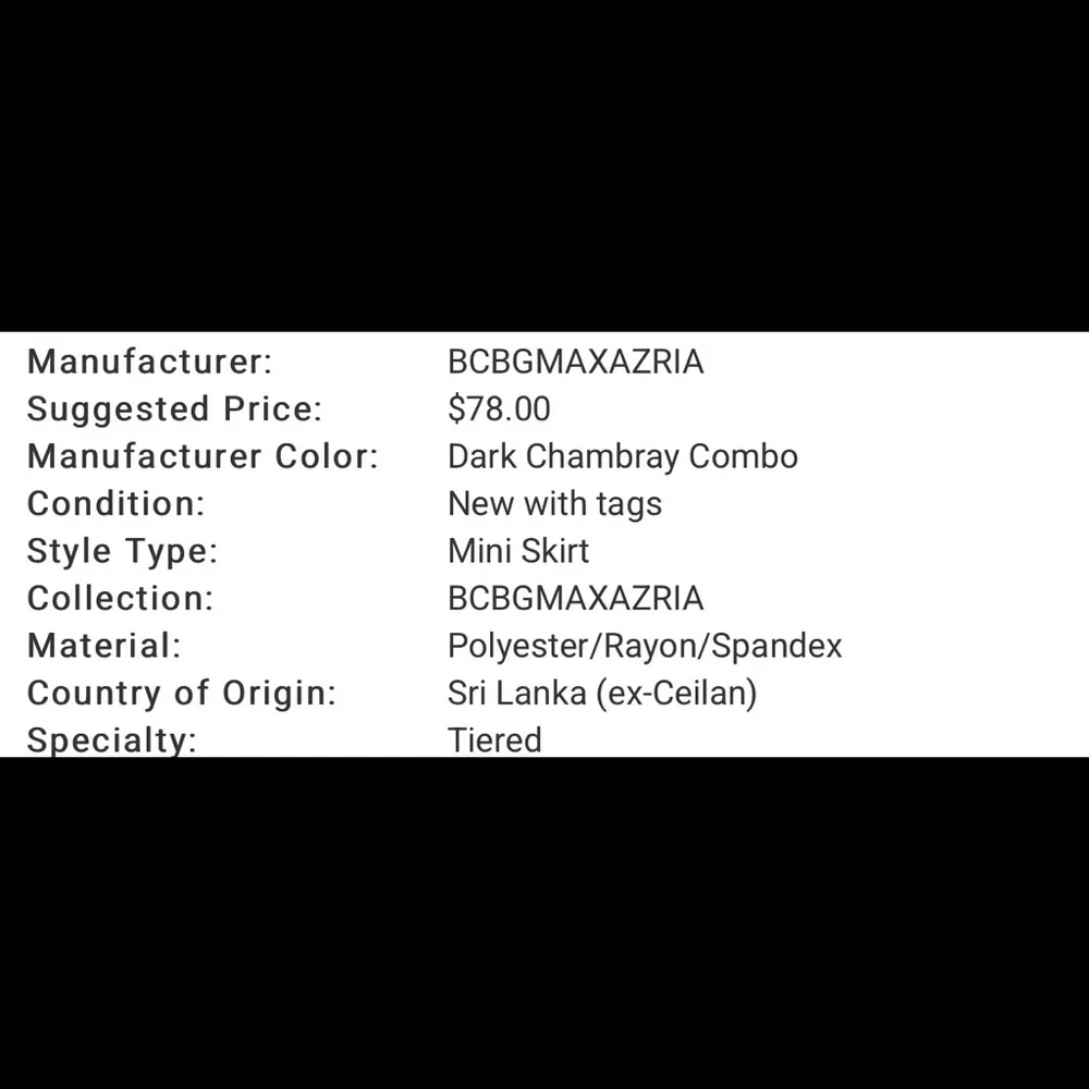 🛍️3/$20🛍️BCBGMAXAZRIA Asymmetrical tiered chambray mini skirt - Picture 3 of 9